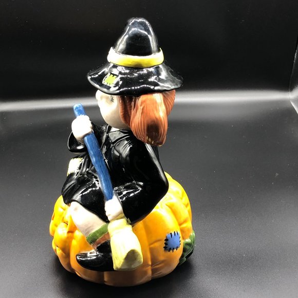 Vtg 1980s Glowing Ceramic CABBAGE PATCH KID Dressed as Halloween Witch Pumpkin - Picture 6 of 16